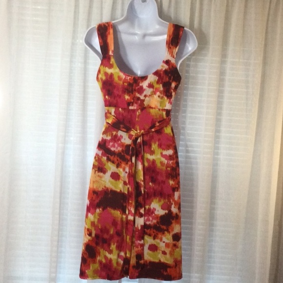 Bisou Bisou Beaded Waist Abstract Floral Dress Size 6 - Picture 4 of 7